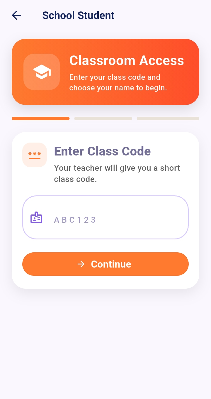 Habitland school student classroom access screen