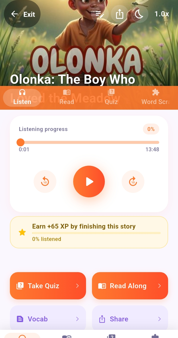 Habitland story player screen